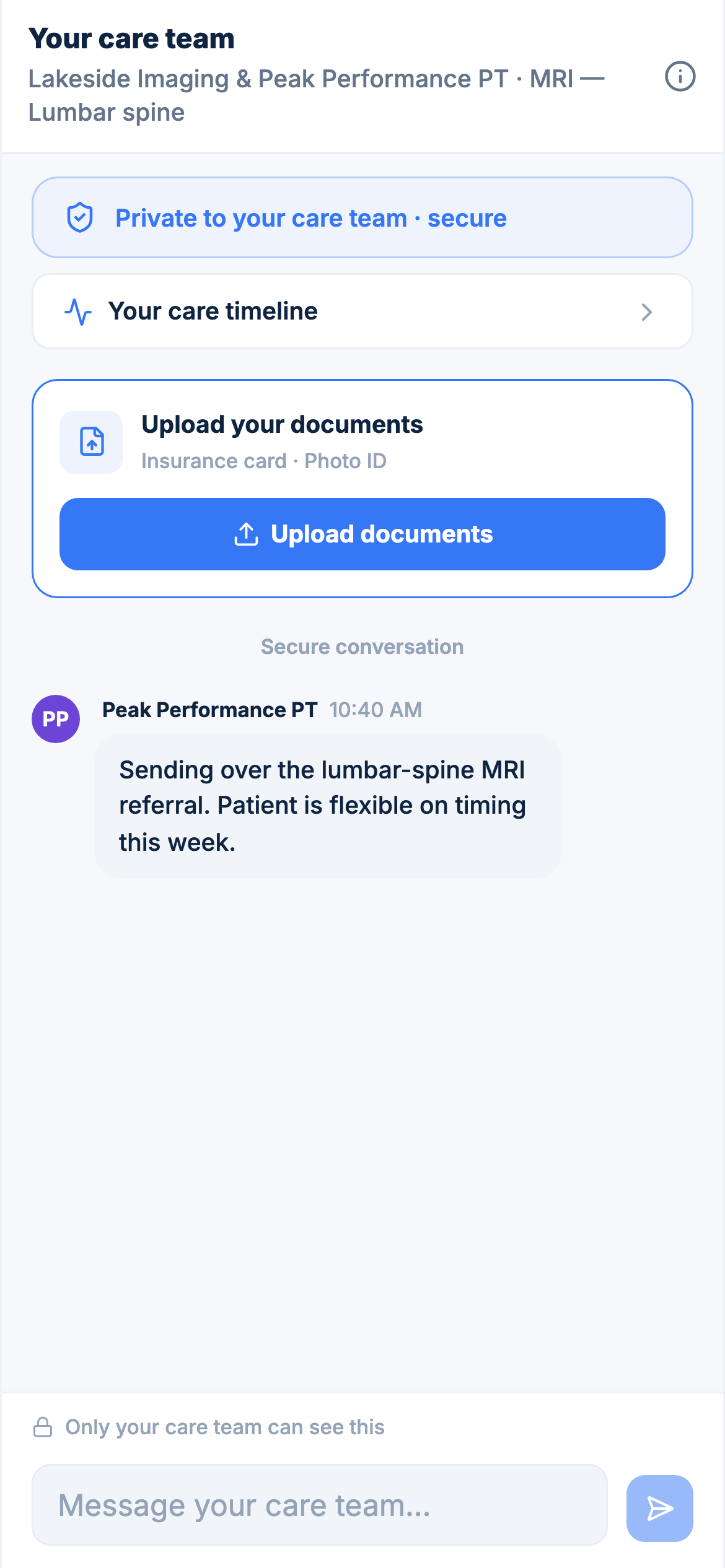 Patient portal on a phone